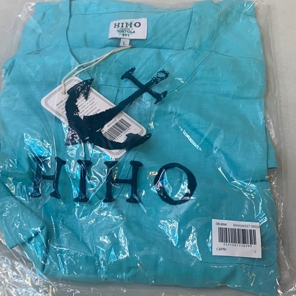 Hiho Bananakeet Linen Dress Capri Turquoise Blue Large NWT - Picture 2 of 9